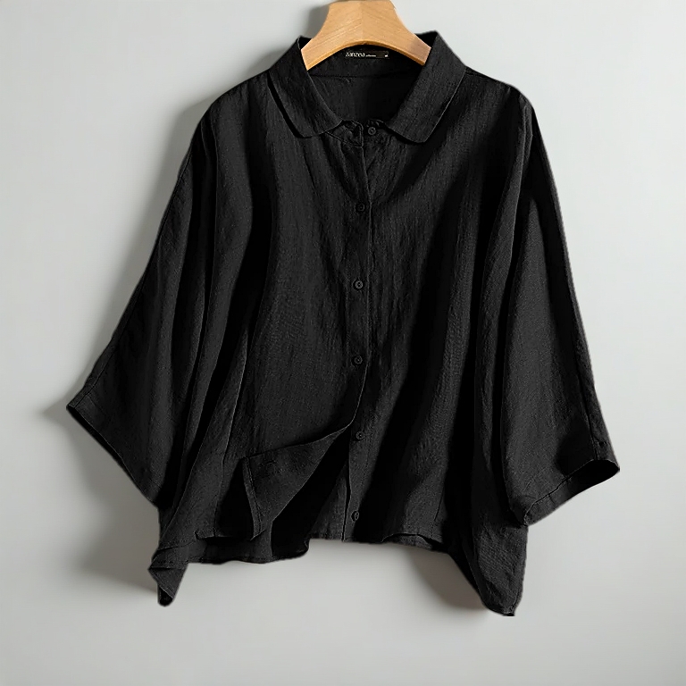 【READY STOCK AT Johor】 Hotgirl⭐Women Daily Retro Casual Solid Color Blouse Doll collar shirt