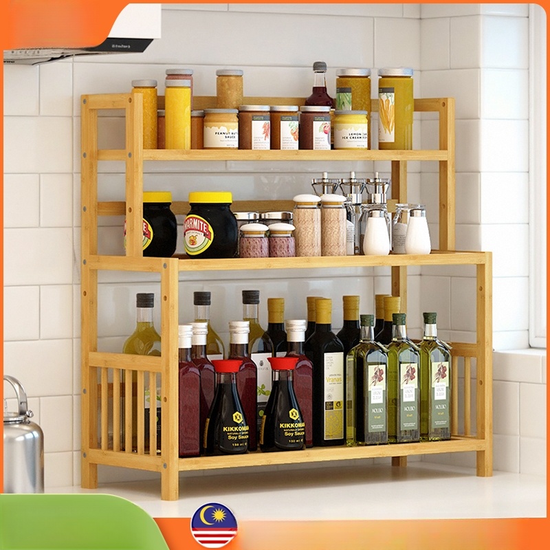 LULU Spice Rack Rak Dapur 4/3/2 Layers Kitchen Organizer Rak Storage Rack Seasoning Storage Rack 调料架
