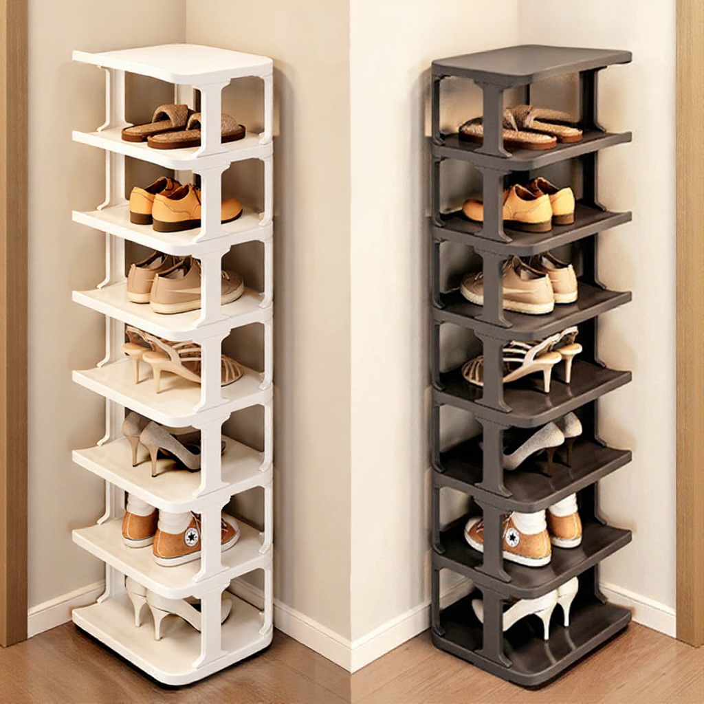 Shoe Rack Multi-layer Folding Narrow Shoe Rack Plastic Simple Shoe Rack Organizer Shelf Space-Saving Rak Kasut