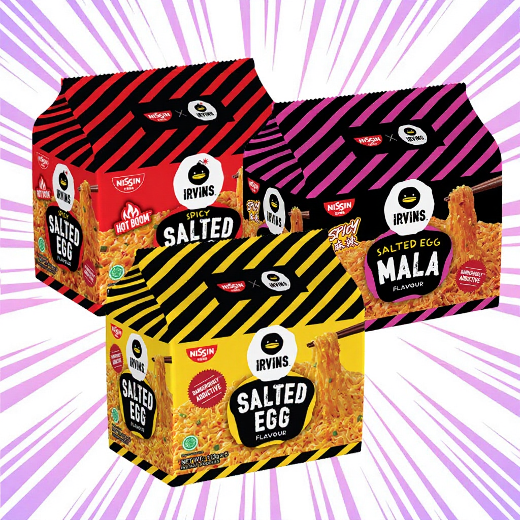 HALAL NISSIN x IRVINS Instant Noodles Salted Egg Spicy Salted Egg (5's Bag & Single Pack) | 日清 x IRVINS 咸蛋面 辣味咸蛋面