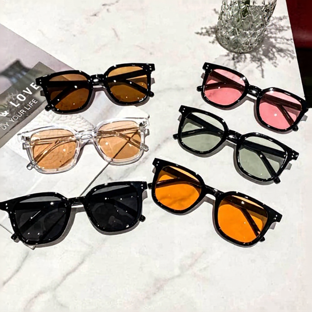 Fashion Sunglasses Korean Square Glasses Brown Retro Sunglasses Men's and Women's Glasses Cermin Mata Hitam 男士墨镜