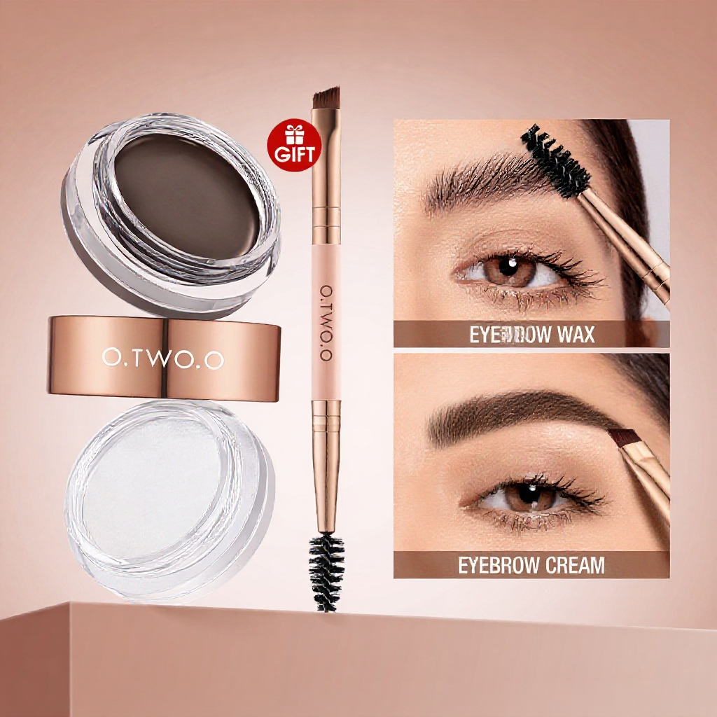 O.TWO.O 2 In 1 Eyebrow Cream & Bow Wax With Brush Krim Kening & Bow Wax Dengan Berus 3 Warna