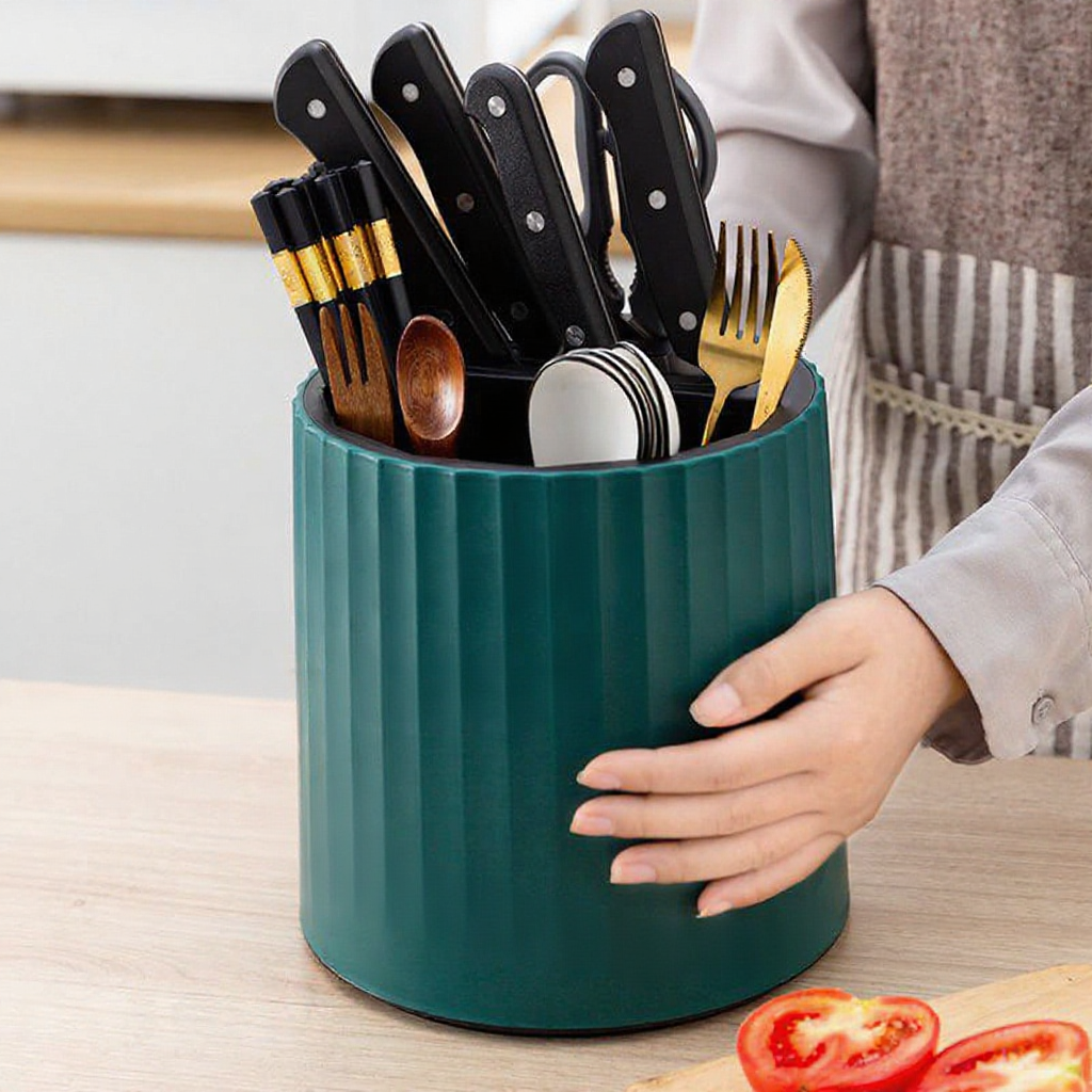 GEESO 360° Rotating Cutlery Holder – Multifunctional Knife, Spoon & Chopstick Organizer