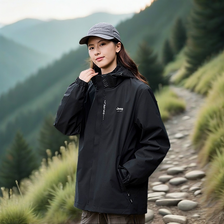 Jeep Spirit Lightweight Waterproof Jacket Hooded Hiking Windbreaker Sports Running Jackets Unisex