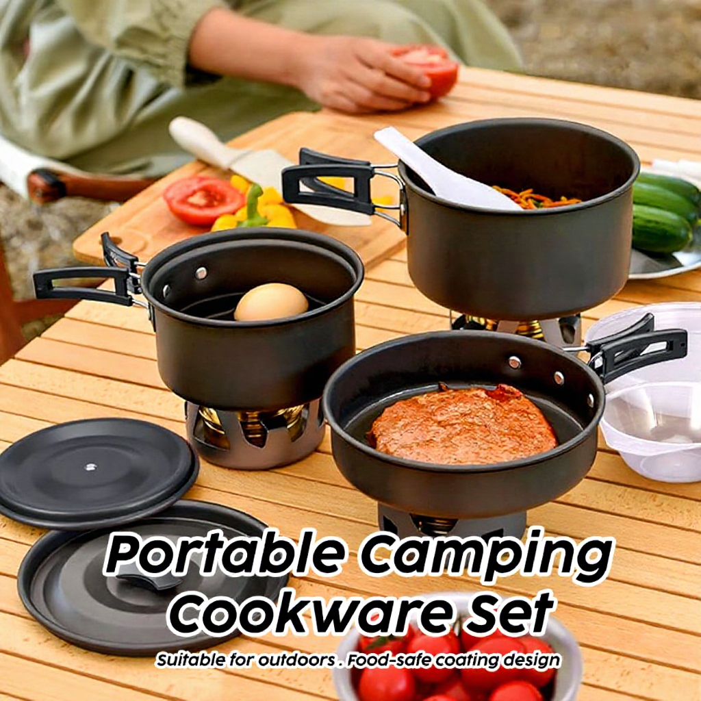 UtanKing™ Camping Cookware Kit Camping Cooking Set Tableware Picnic Set Pot Frying Pan Periuk Masak