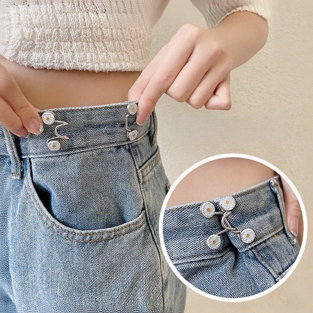 Metal Jeans Waist Buckle Buttons – Removable Pants Pin with Detachable Needle