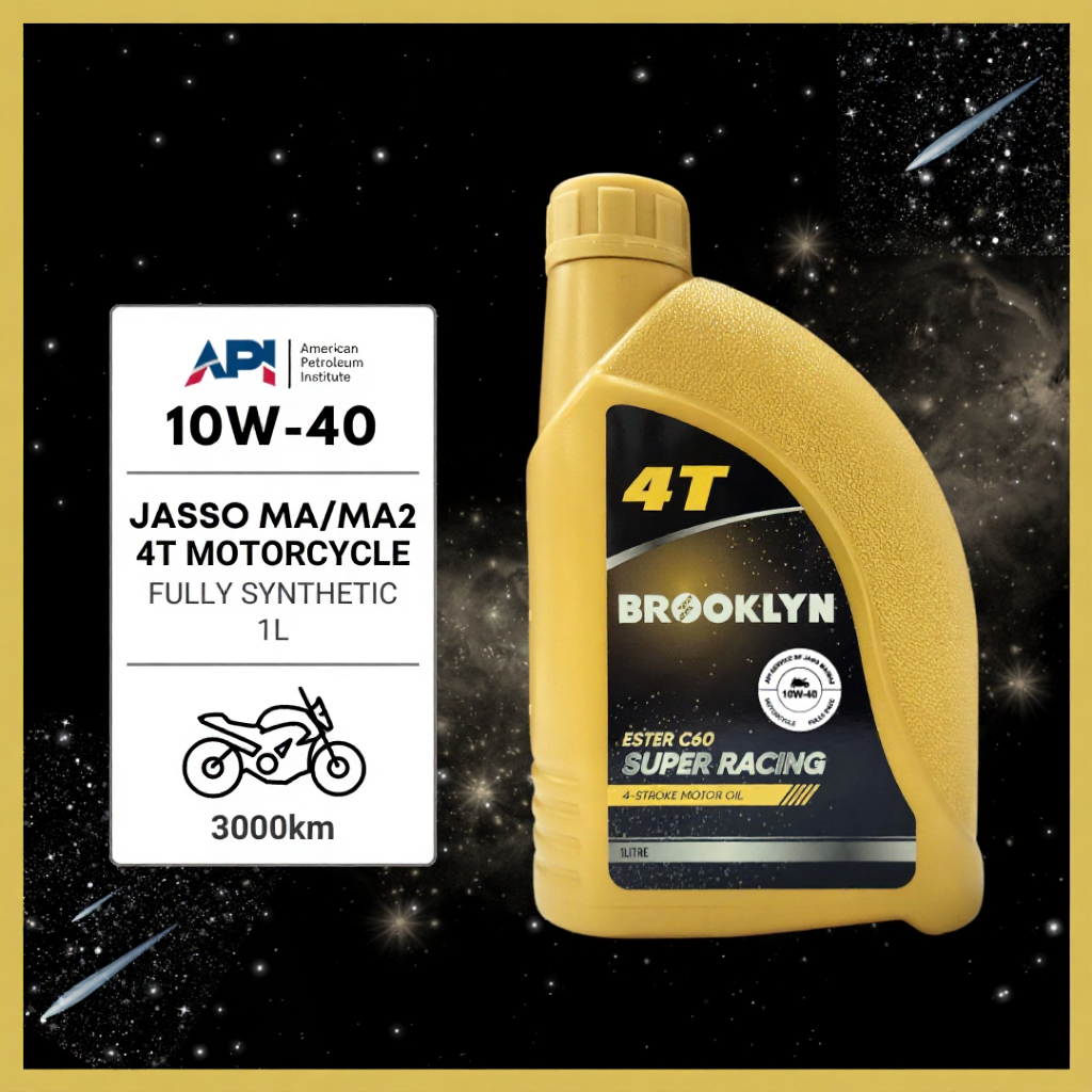 BROOKLYN Motorcycle  4T 10w40  MA/MA2 API SP 1L Fully Synthetic Engine Oil Minyak Hitam Pelincir Motosikal LC135 Y15