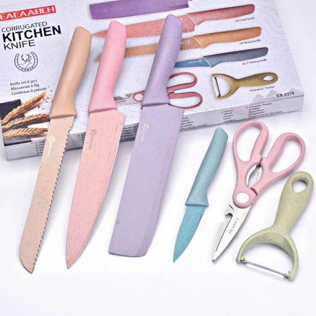 Corrugated knife Kitchen Knife set colourful Pisau Dapur KITCHEN KNIVES 厨房刀剪刀KITCHEN SCISSORS