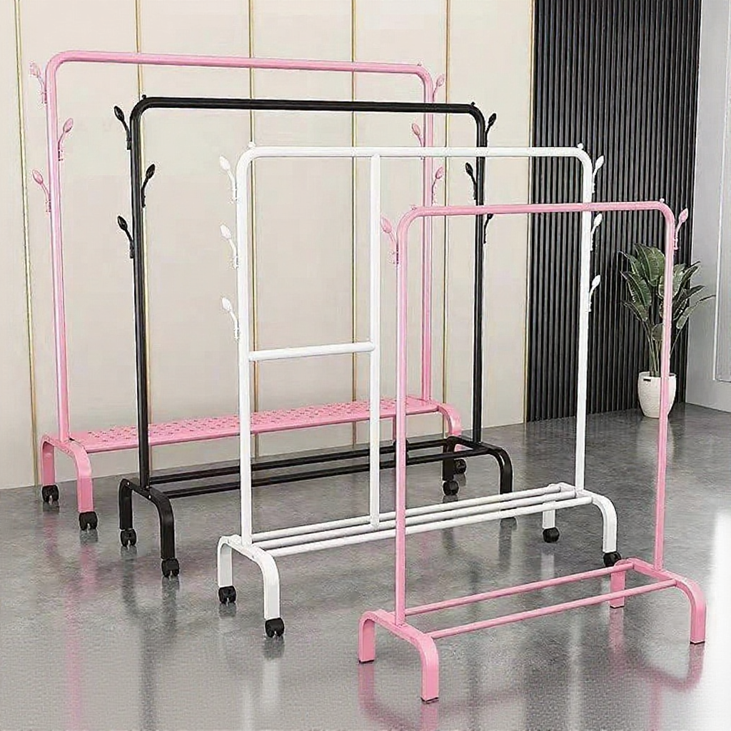 Space-Saving Metal Clothes Rack Organizer with Non-Slip Base