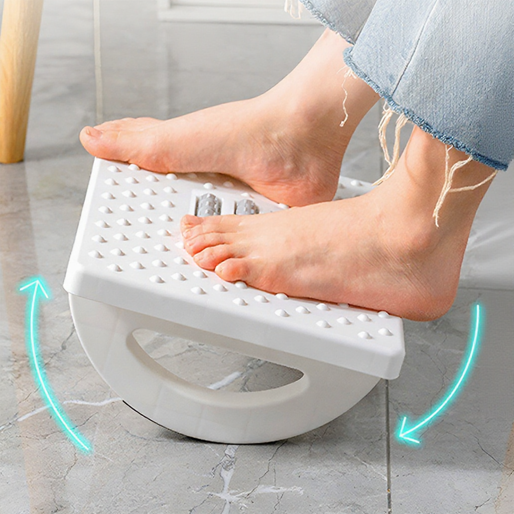 《 ??????? ?????? 》180° Swing Foot Massage Stool Under Desk Non-Slip Roller Footrest Foot Pad NWD