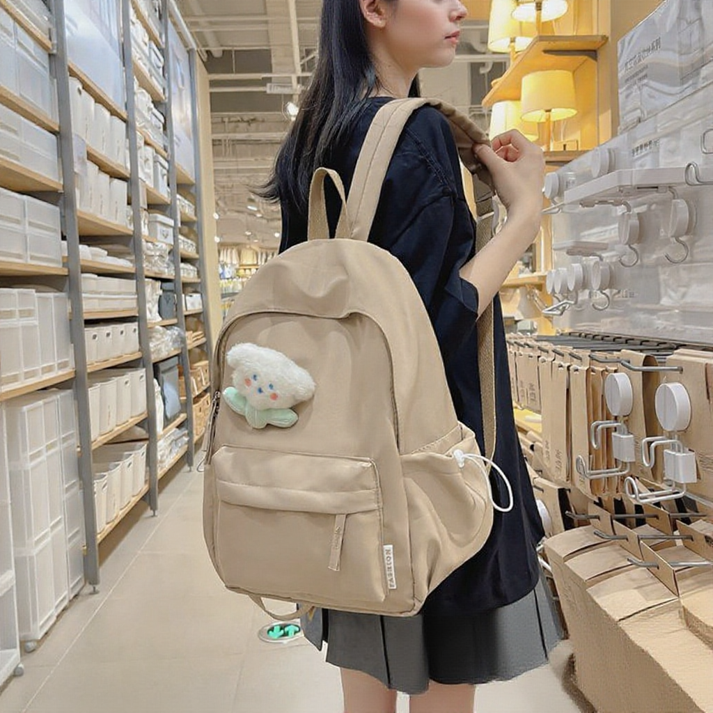 【local seller】School backpack Schoolbag Korean fashion backpack female student backpack campus backpack large capacity backpack bagpack bag sekolah perempuan beg sekolah Beg Galas Belakang Perempuan