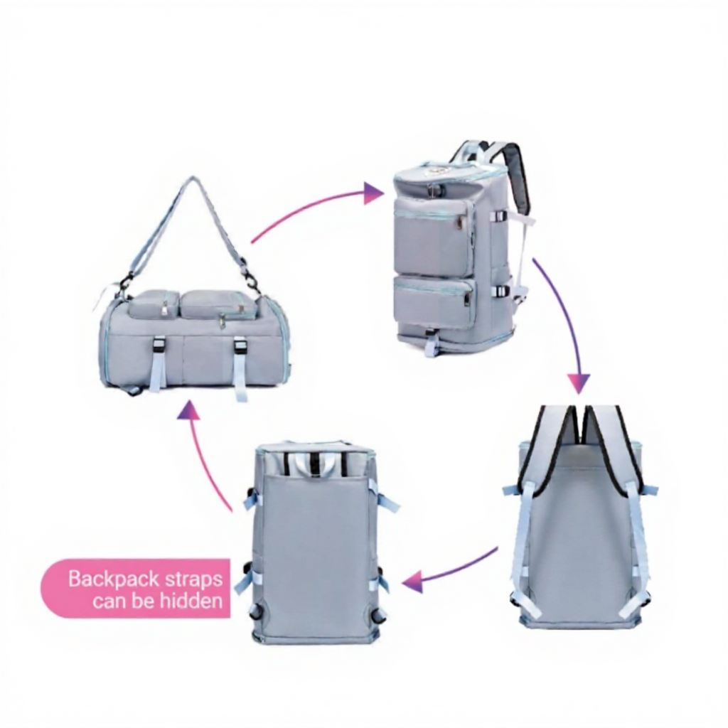 《Mega Deal》3 Ways Carry Duffel Backpack Water Resistant Wet Pocket Shoes Compartment Travel Outdoor Beg Duffle