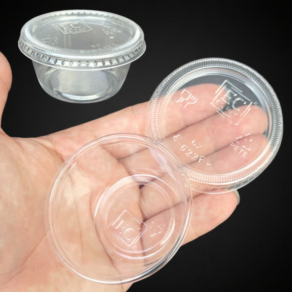 2oz Round Container & Lid [ 100sets± ] EC E622C - Disposable Plastic PET Food Sauce Container - Bekas Sos
