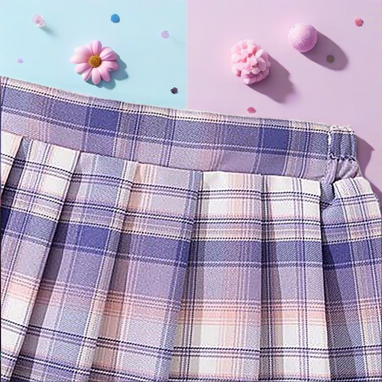 Girls Suit Cartoon Kurumi 100% Cotton T-Shirt and JK Dress Checked Skirt Free Bow Tie