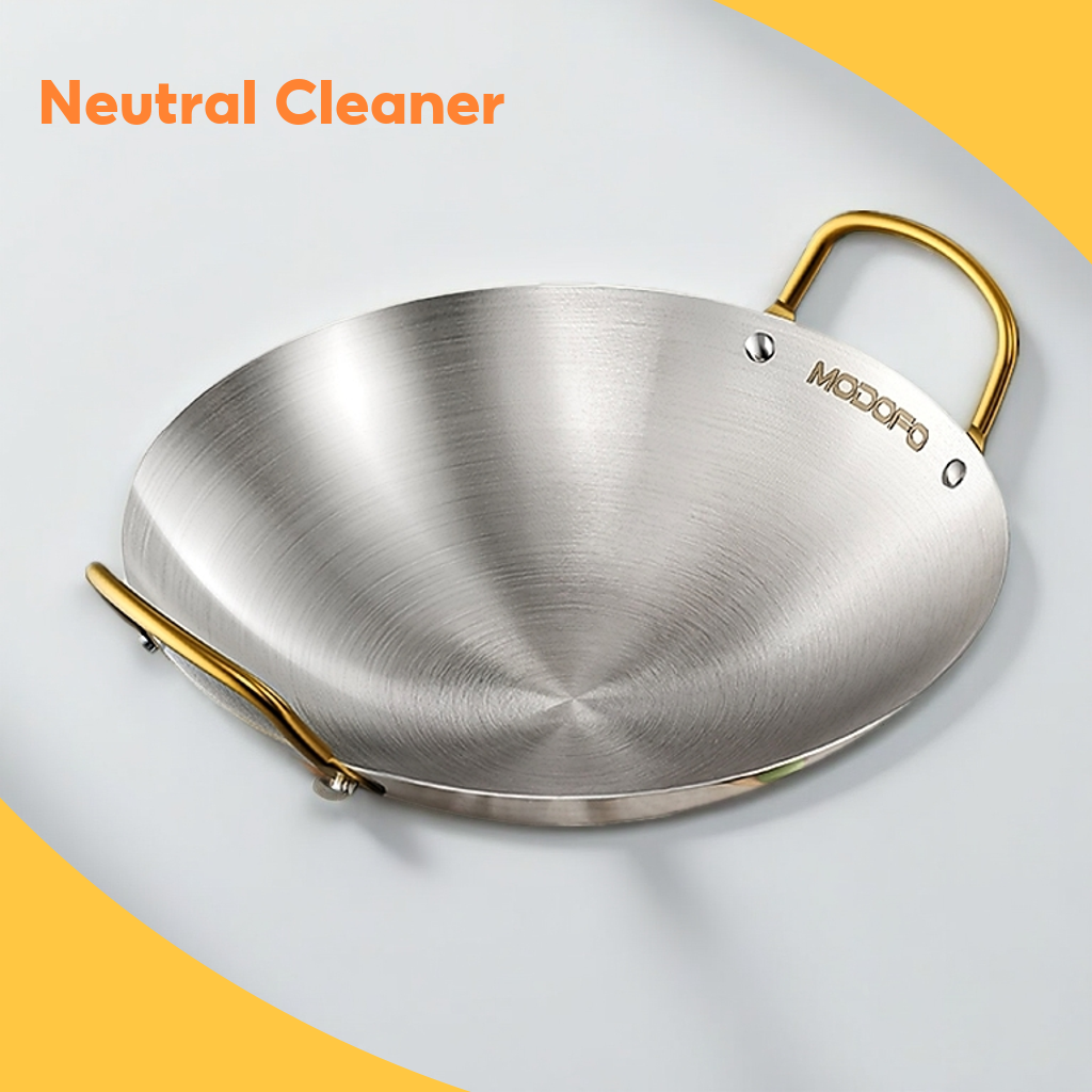 MODOFO Kuali Stainless Steel Pemegang Emas untuk Dapur Gas | Wok Besi Tahan Karat | Kuali Besar dengan Tudung