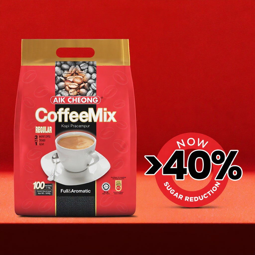 AIK CHEONG Coffee Mix 3 in 1 (1.8kg) - Regular (18g x 100's)