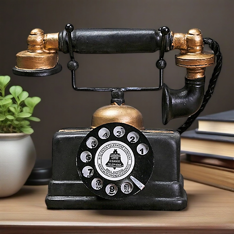 【Local Delivery】[QJJ]Vintage Telephone Model Antique Desktop Ornament Craft Bar Home Decoration Gift