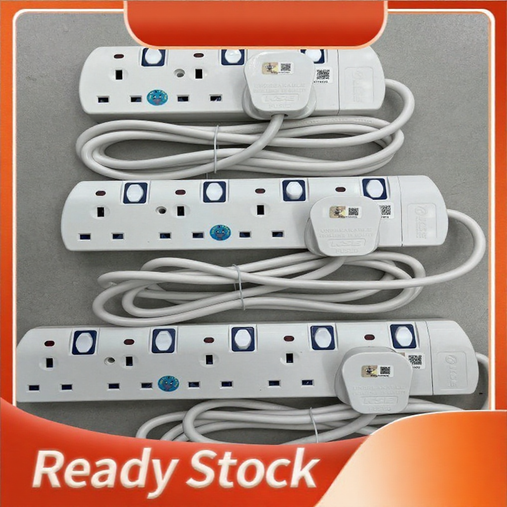 extension 3 plug 2 / 3 / 4 / 5 Gang SIRIM 5M Heavy Light Duty Extension Trailing Socket Universal Socket Multi Plug