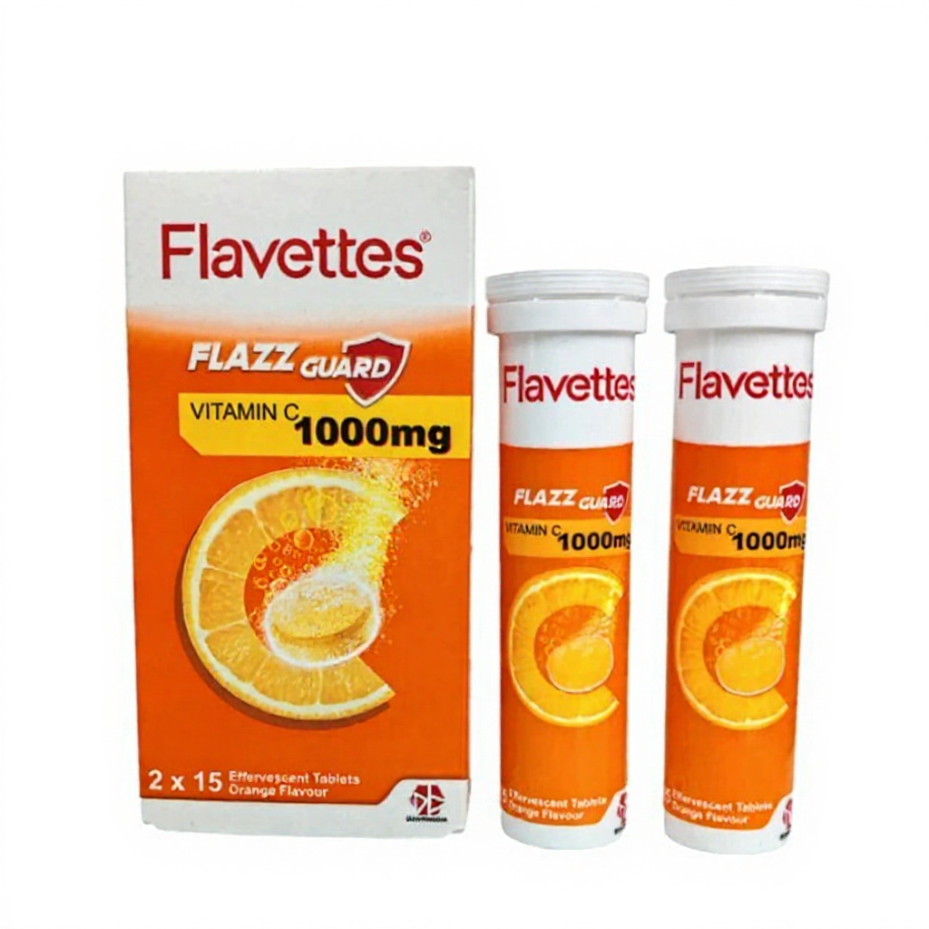 Flavettes FLAZZ GUARD Effervescent Vitamin C 1000mg 30's (Orange Flavour)
