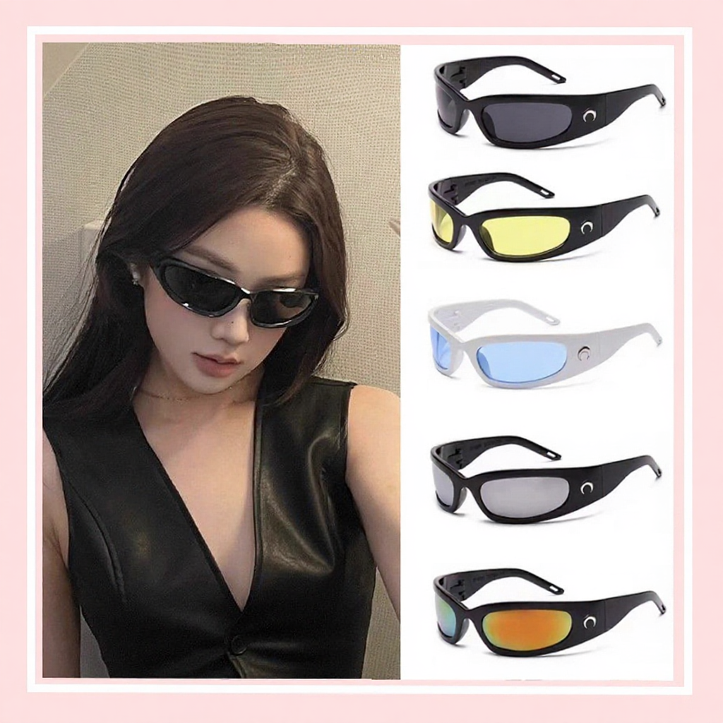 【READY STOCK】Y2K Fashion Sunglasses High-End Hip-Hop Sunglasses Retro Cat-Eye Glasses Unisex Spek Mata Hitam