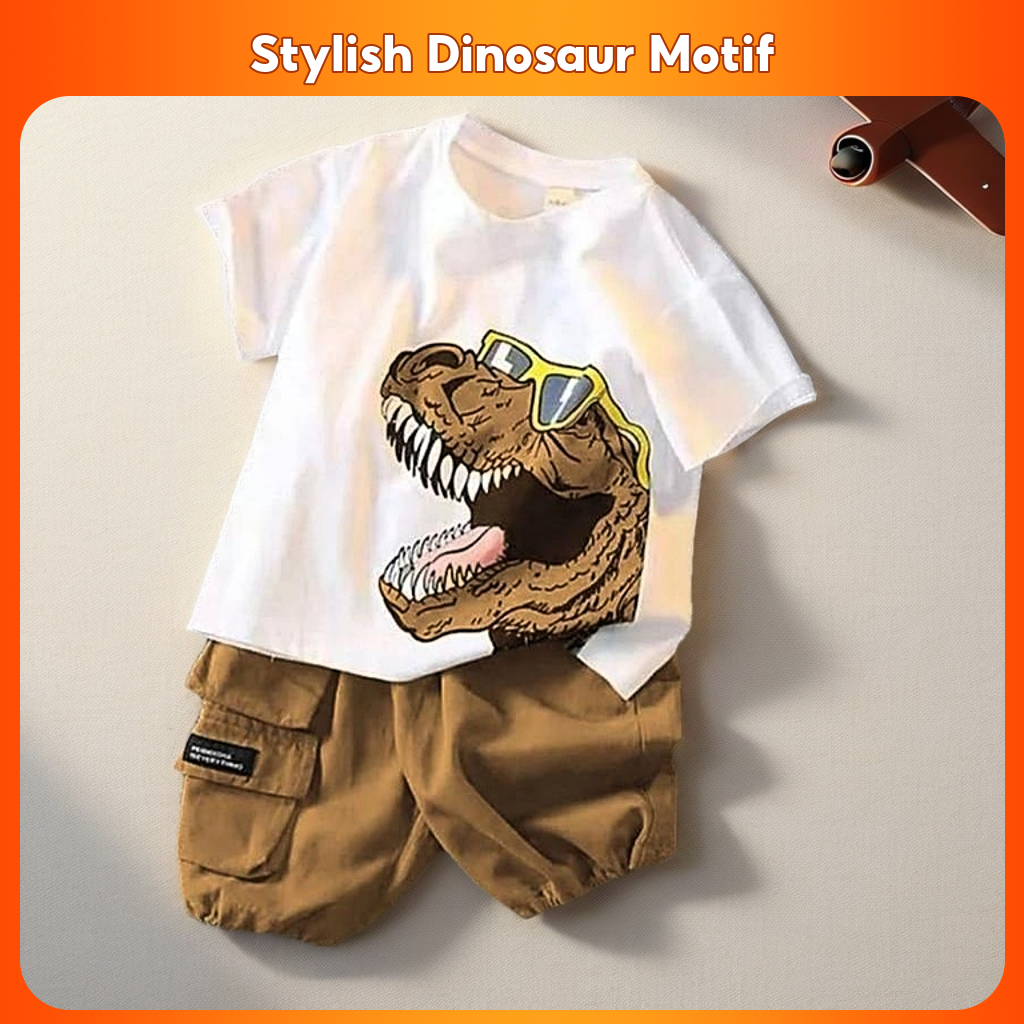 NEWEST DINO MOTIF BOYS' CLOTHING SET AGES 1-5 YEARS