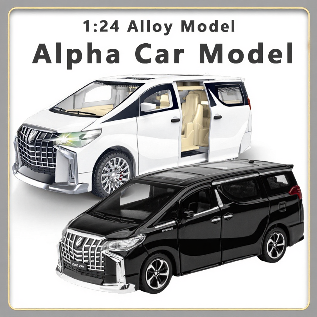 Toyota Alphard 1:24 Alloy Models with Sound and Light can Open Door Boys Car Toys Model Mainan Model Kereta