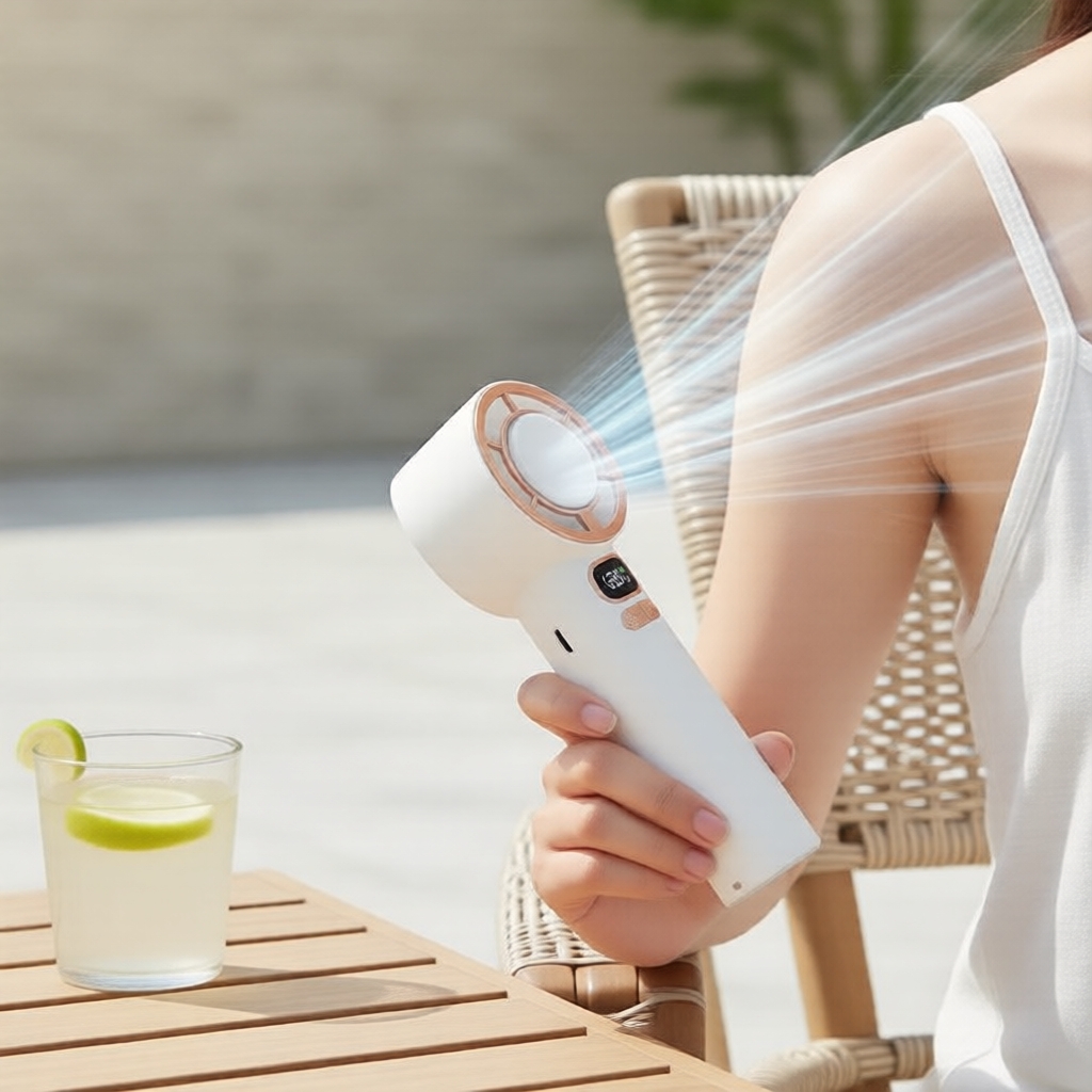 Portable 120-Speed Turbo Fan, stepless adjustment, LED digital display, USB rechargeable, quiet pocket fan Kipas Turbo Mudah Alih 120 Kelajuan, Pelarasan Tanpa Had, Paparan Digital LED, Boleh Cas Semula USB, Kipas Poket Senyap