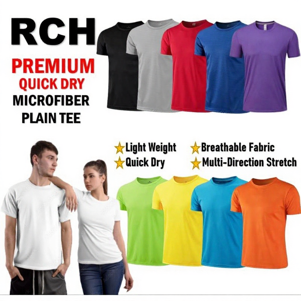 【READY STOCK AT MALAYSIA】Microfiber T-Shirt Men Jersey Round Neck T Shirt Short Sleeve Baju Jersi Quick Dry Unisex