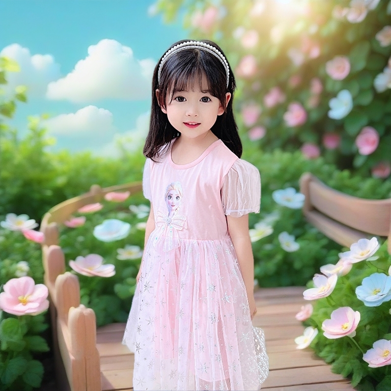 PRINCESS KESLI 1-7 Years Baby Girl Dress Princess Elsa Dresses For Kids Gaun Budak Perempuan Princess