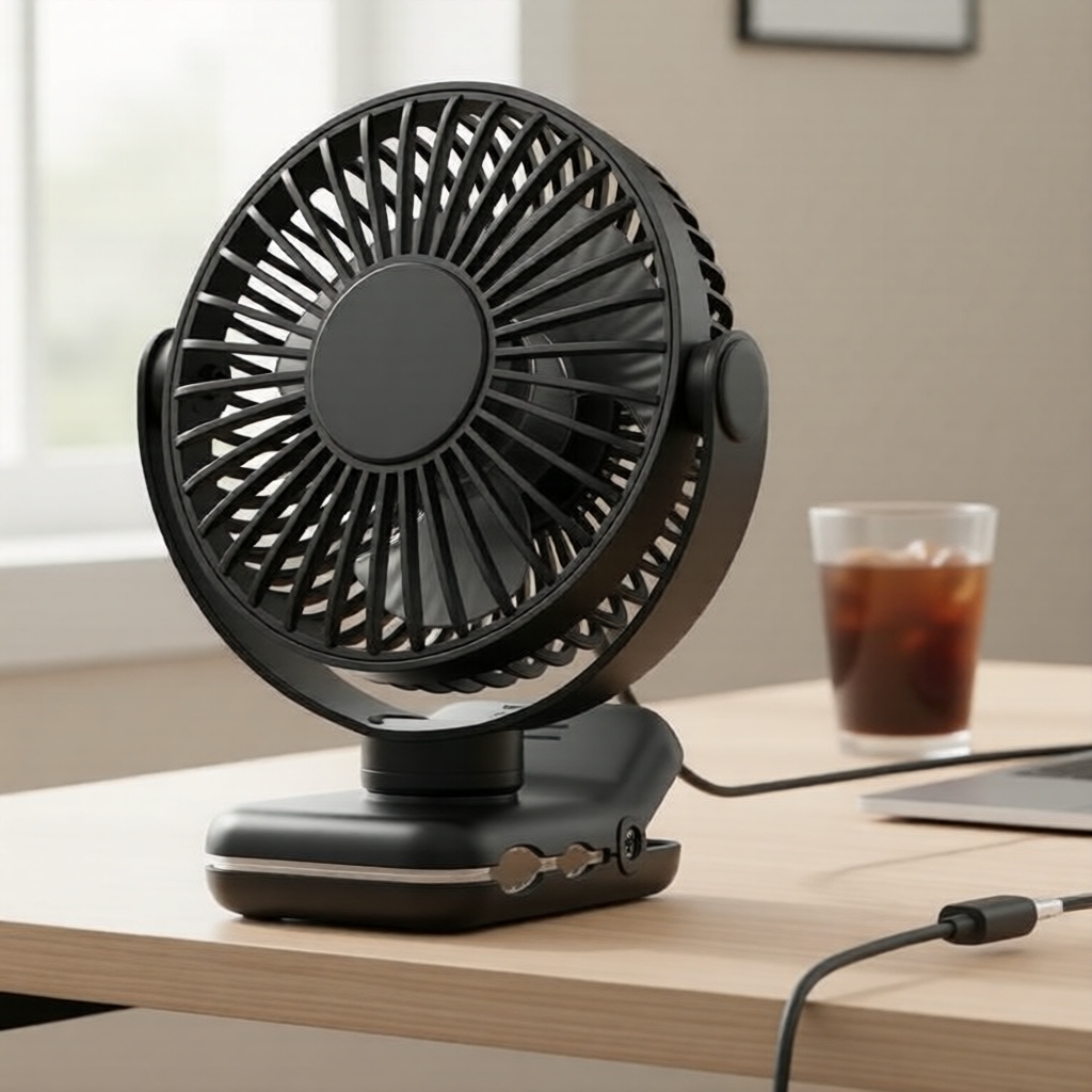TOPK Compact USB Table Fan with 3-Speed, Silent Rotation for Home and Office Kipas Meja USB Kompak TOPK dengan 3-Kelajuan, Putaran Senyap untuk Rumah dan Pejabat