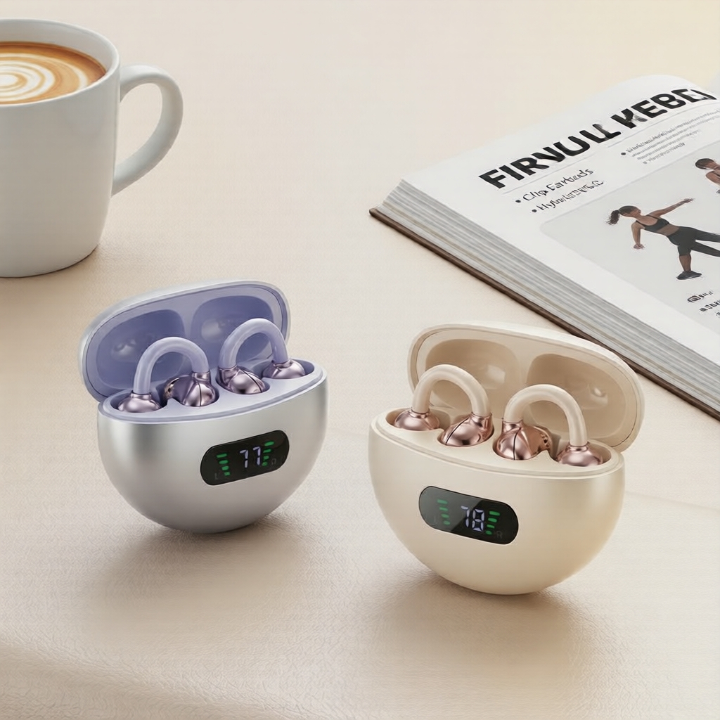 Senbenbao XF55 Bluetooth Open-Ear Headphones ENC HD Voice Smart LED Fast Pairing 30h Playtime Electroplated Luxury Earbuds with Mic Senbenbao XF55 Fon Kepala Terbuka Bluetooth ENC Suara HD Pintar LED Berpasangan Pantas Main 30j Berlapis Elektrik Mewah