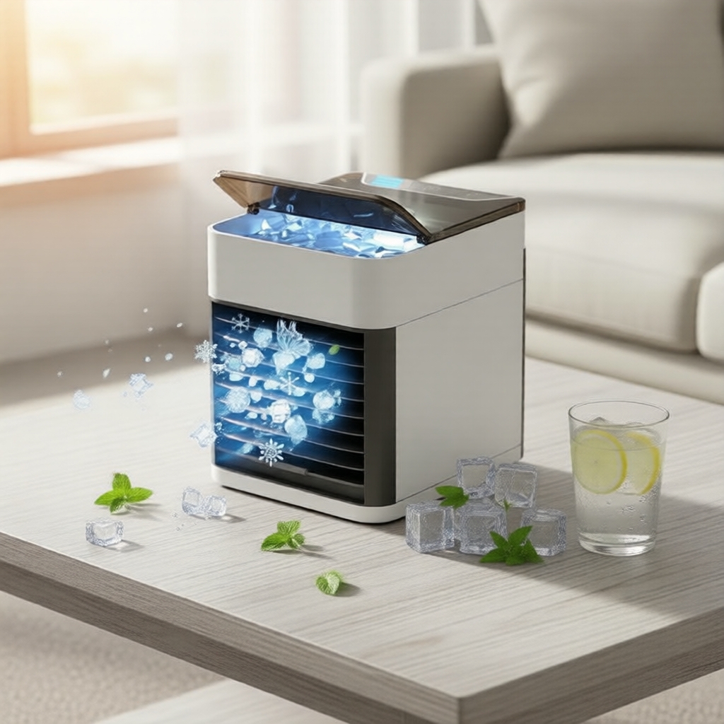  Portable mini desk with USB tower fan, cold air conditioner, water mist space rapid cooler  Kipas meja mini mudah alih dengan kipas menara USB, penghawa dingin udara sejuk, penyembur air angkasa sejuk cepat