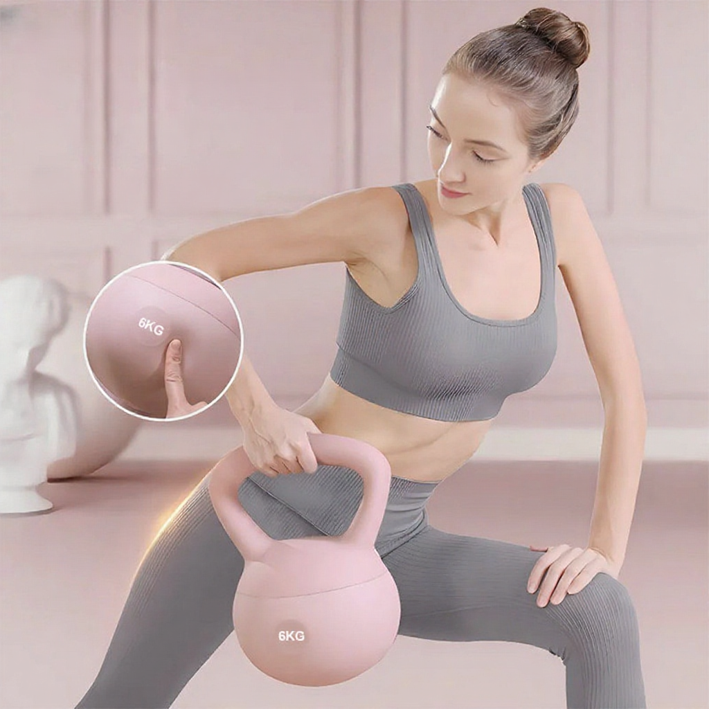 4kg-8kg Kettlebell Lembut Latihan Gimnasium Angkat Berat Kecergasan Rumah Peralatan Senaman Dumbbell Kettlebell lembut