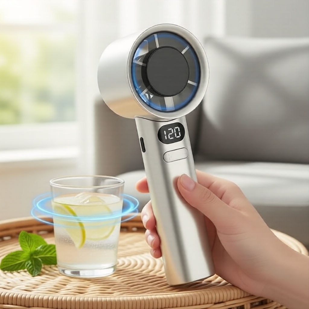 iMI 5000mAh USB-rechargeable mini fan with 120 adjustable speed levels for a strong and cool breeze iMI Kipas Mini USB 5000mAh boleh dicas semula, 120 tahap kelajuan boleh laras untuk angin kencang
