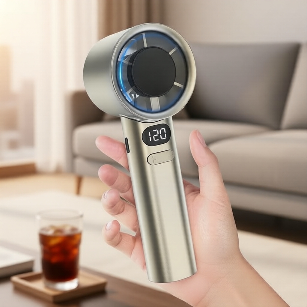 iMI handheld fan with 120-level adjustable airflow, 5000mAh USB rechargeable portable mini fan iMI kipas tangan dengan 120 tahap aliran udara boleh laras, kipas mini mudah alih boleh dicas semula USB 5000mAh