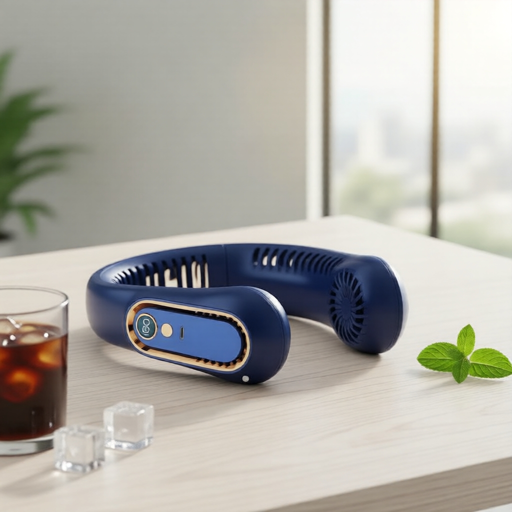  AA Portable Neck Fan, Stay Cool and Comfortable with This USB Rechargeable 5-Speed Adjustable Neck Fan - Digital Display and Bladeless  Kipas Leher Mudah Alih AA, Kekal Sejuk dan Selesa dengan Kipas Leher Boleh Cas USB 5 Kelajuan-Paparan Digital dan
