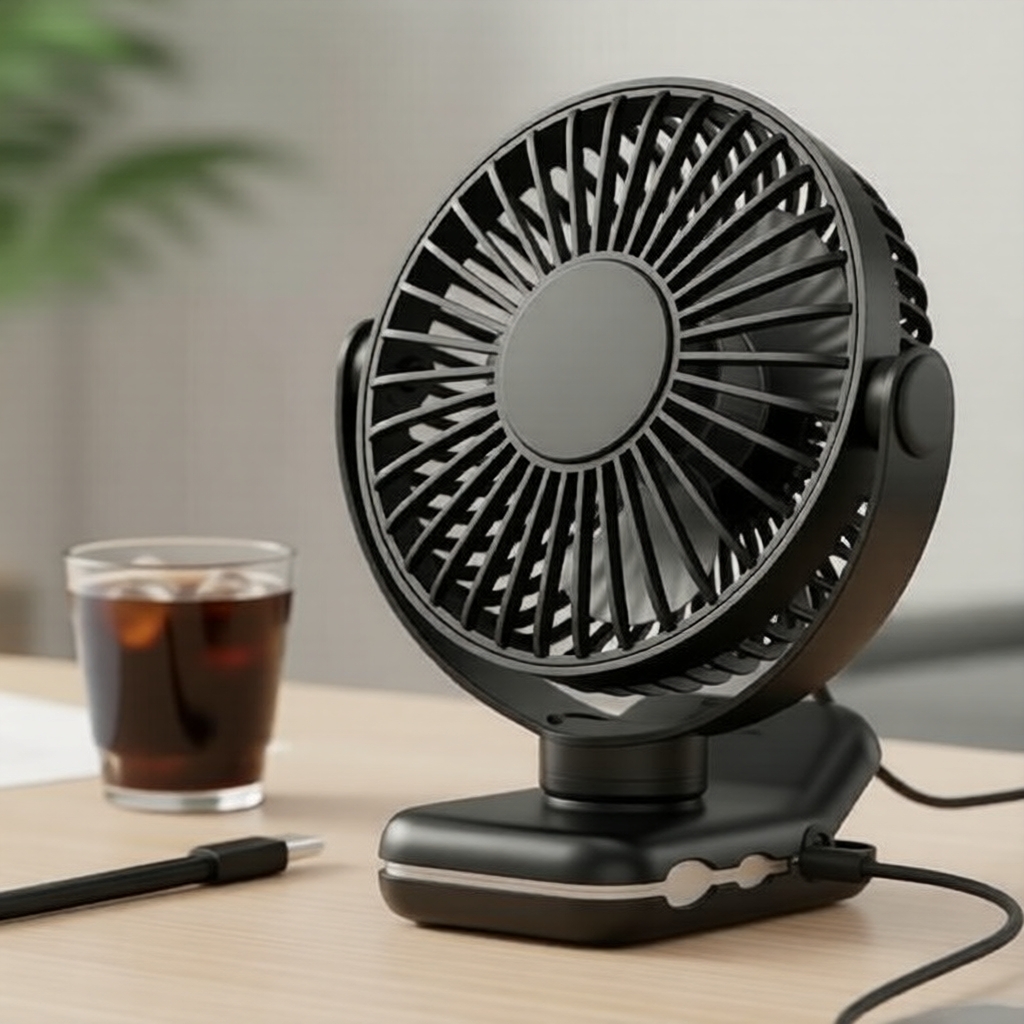 TOPK Compact USB Table Fan, 3 speeds adjustable, whisper-quiet, ideal for home & office. Kipas Meja USB Kompak TOPK, 3 Kelajuan Boleh Laras, Senyap, Sesuai untuk Rumah & Pejabat