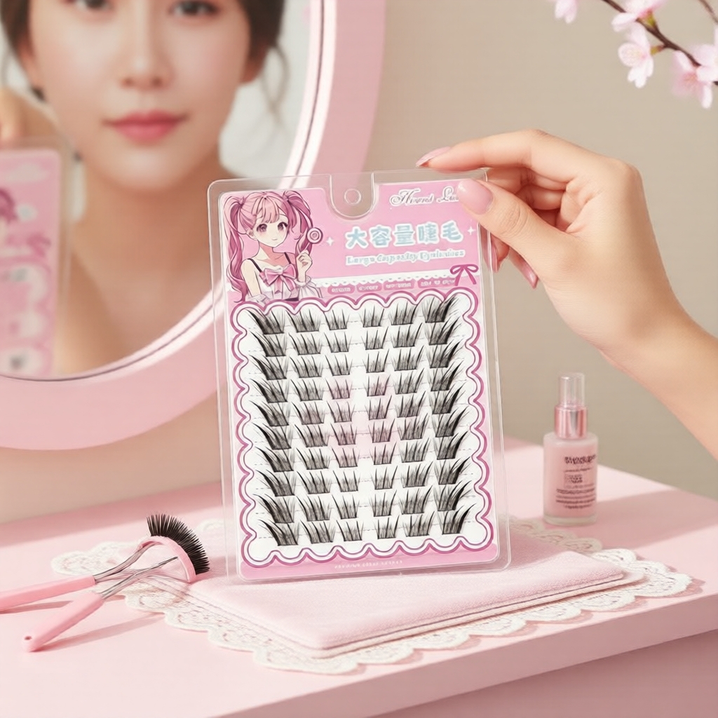 Gemini Sunflower Hard-Stem False Lashes - Natural Thick Manga Look, No Glue Needed Bulu Mata Palsu Gemini Bunga Matahari - Tebal Natural Gaya Manga, Tanpa Gam