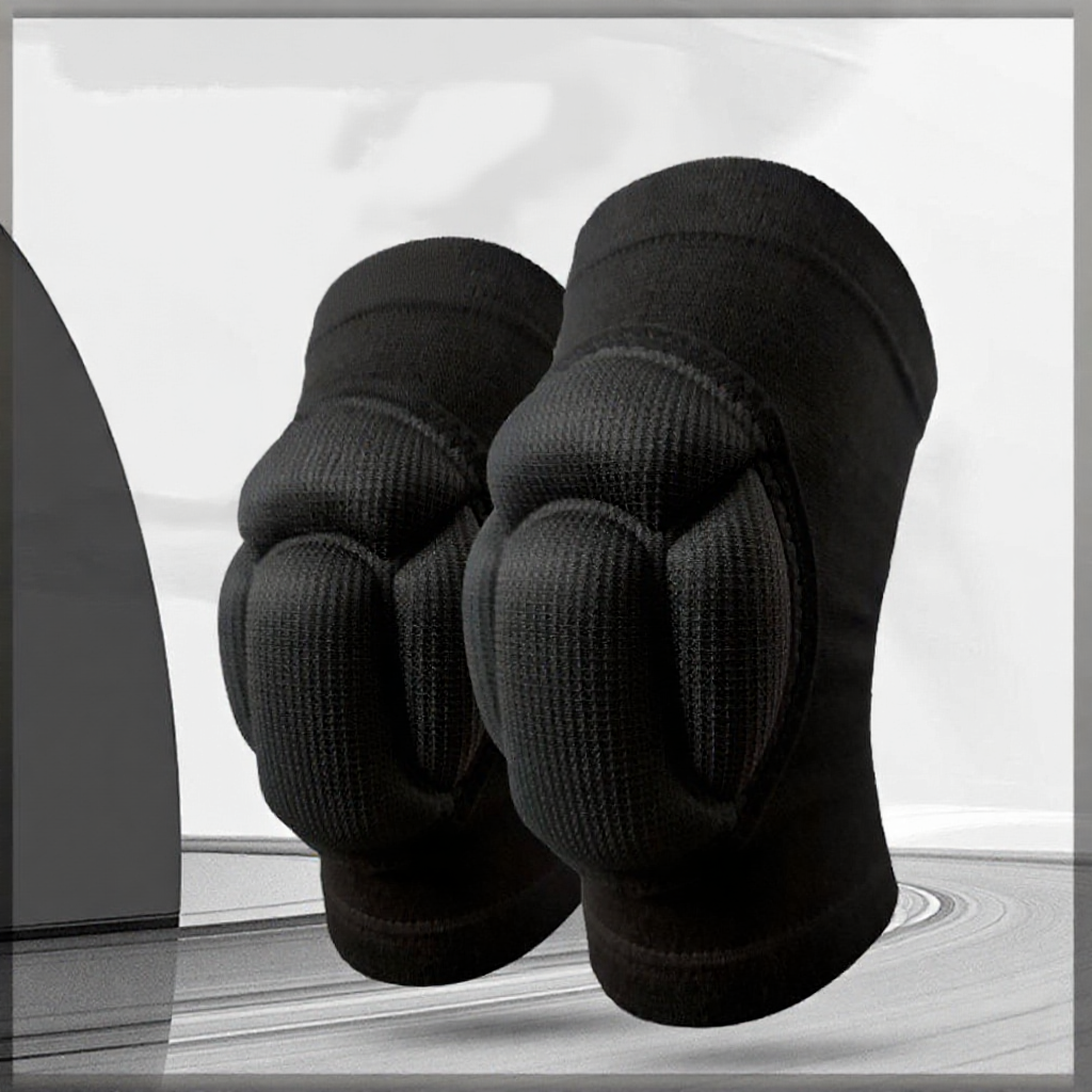 Knee Brace Sports Pads with Impact-Resistant Sponge Protection, Black