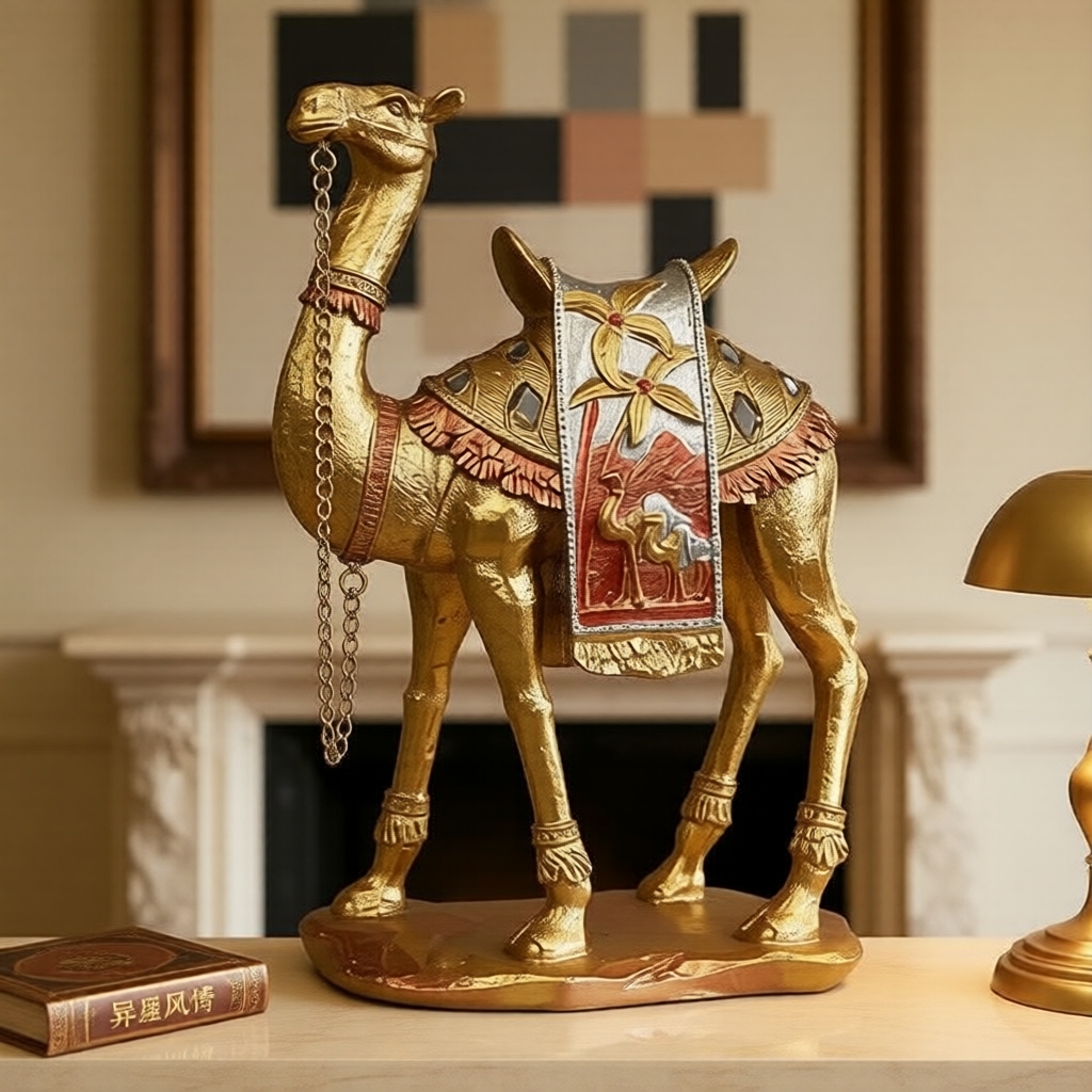 Luxury European-Style Golden Camel Sculpture, Creative Wine Cabinet Decor & Housewarming Gift Patung Unta Emas Gaya Eropah Mewah, Hiasan Kabinet Wain Kreatif & Hadiah Pindah Rumah