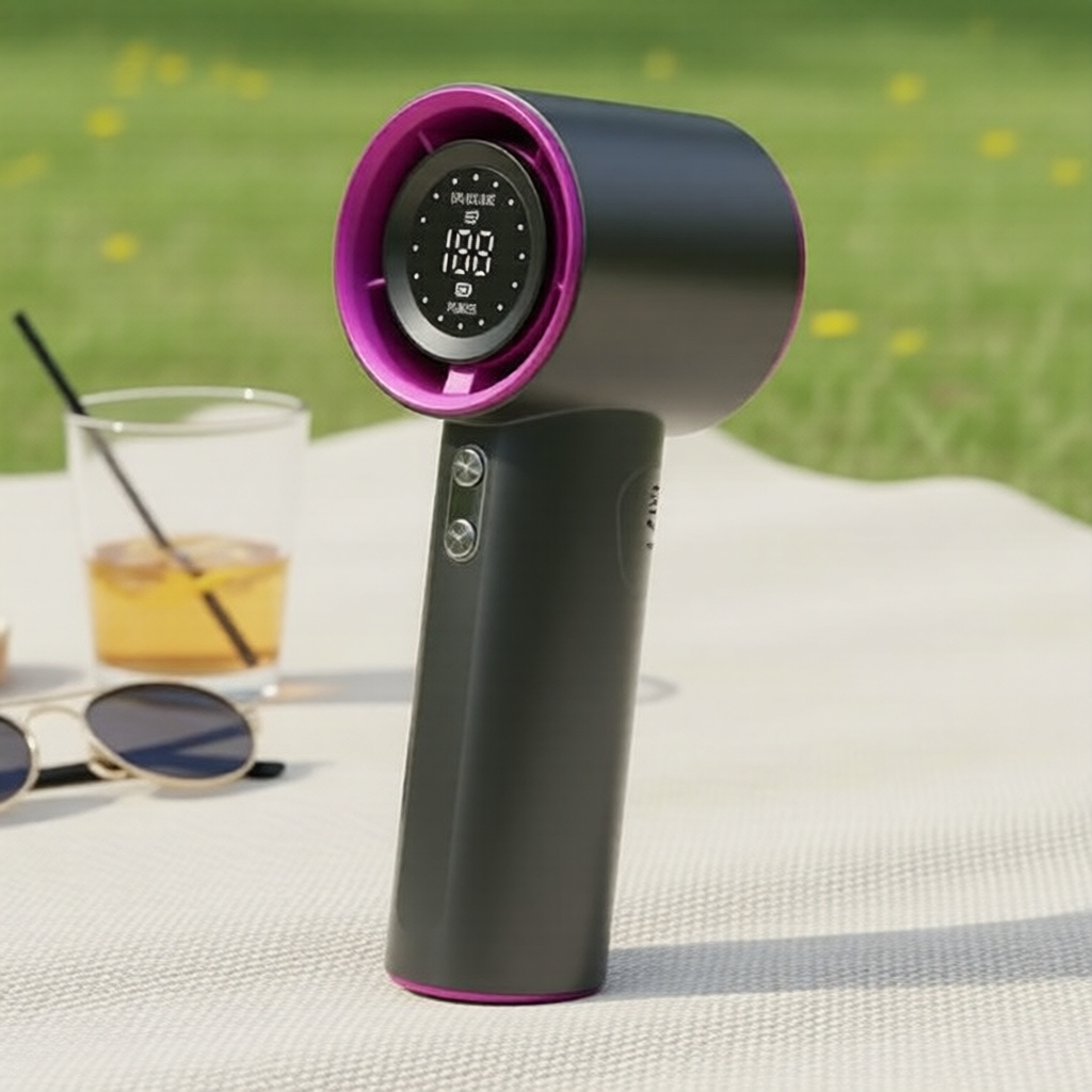 Compact Mini USB Rechargeable Handheld Turbo Fan with LED Indicator for Office Travel Kipas Turbo Tangan Mini USB Boleh Cas dengan Penunjuk LED untuk Pejabat dan Perjalanan