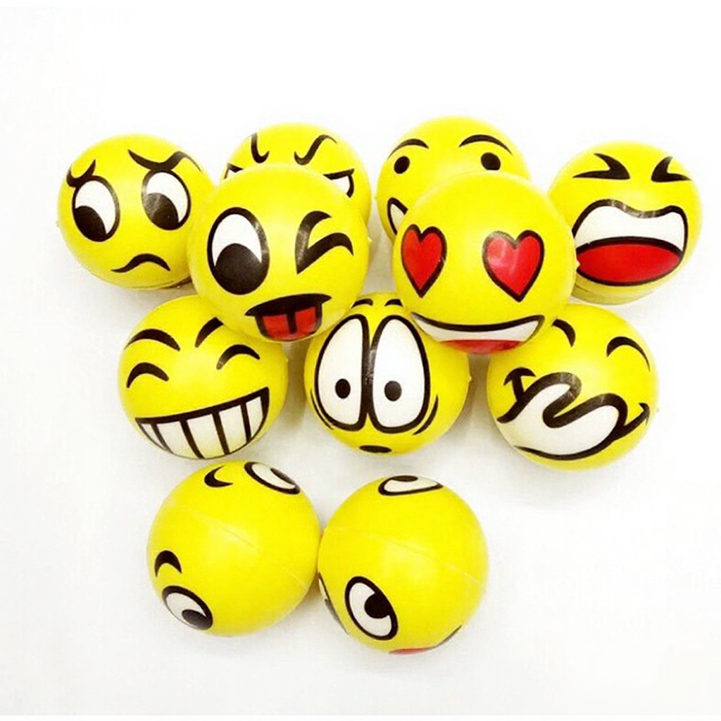 【Ready Stock】6.3cm Smiley Emoji Exercise Soft Elastic Squuze Stress Reliever Ball Kid Small Ball Toy Grip Exercise