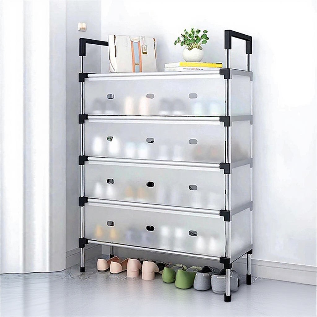 Shoes Rack Multi-layer Rak Kasut With Plastic Dust Cover Shoe Organizer Space-saving 鞋架