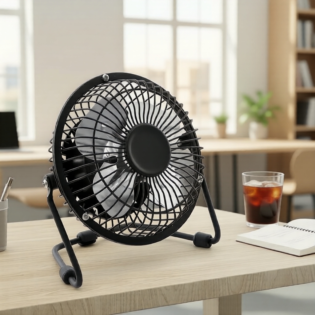 4-Inch USB Mini Desk Fan - Quiet Metal Portable Fan for Office Summer Cooling Kipas Meja Mini USB 4 Inci – Kipas Mudah Alih Logam Senyap untuk Penyejukan Musim Panas Pejabat