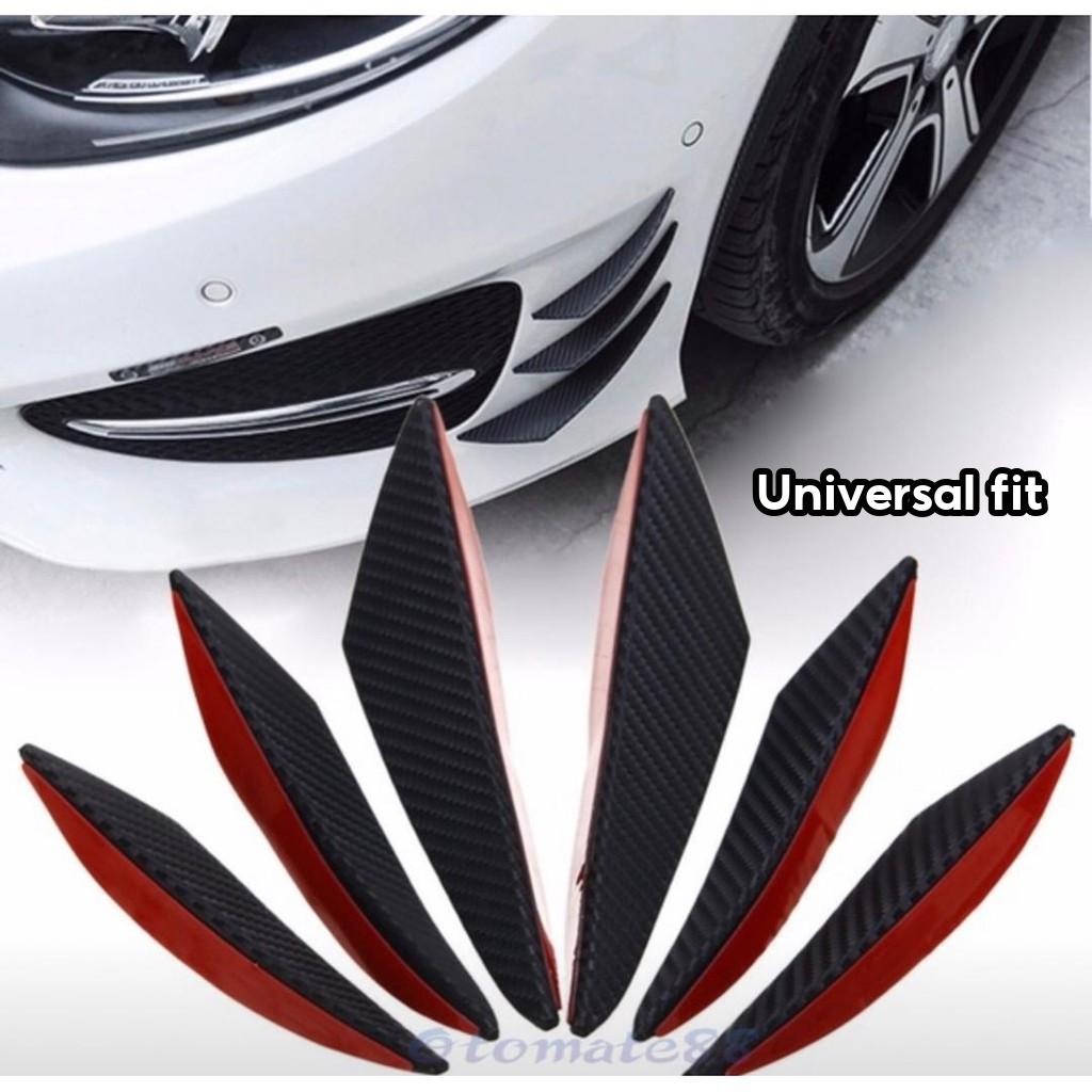 HW 6Pcs Carbon Fiber Style Car Universal Front Bumper Lip Splitter Body Spoiler Canards