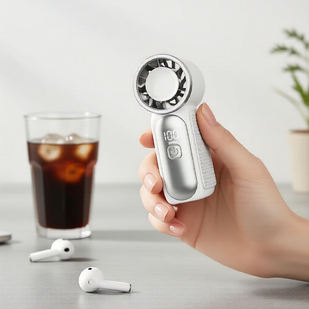 New Portable Handheld Turbo Fan High-Speed, Strong Wind, 6-Speed, LED Display, USB Rechargeable, for Outdoor Travel  Kipas Turbo Tangan Mudah Alih Baharu Kipas Tangan Mini 6 Kelajuan Angin Kuat Paparan LED Boleh Cas Semula USB Untuk Perjalanan Luar