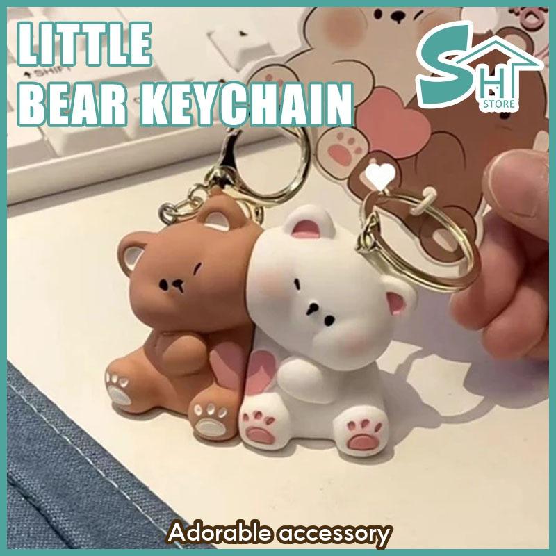 2Pcs Couple Magnetic Cute Bear Pendant Keychain Sweet Backpack Magnet Charms Keychain Car Keyring Best Friends Gifts