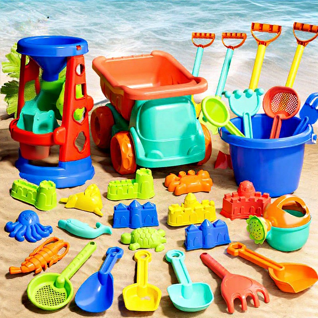 TEMI Kids Beach Toys Beach Game Set Beach Bucket Beach Shovel Toy