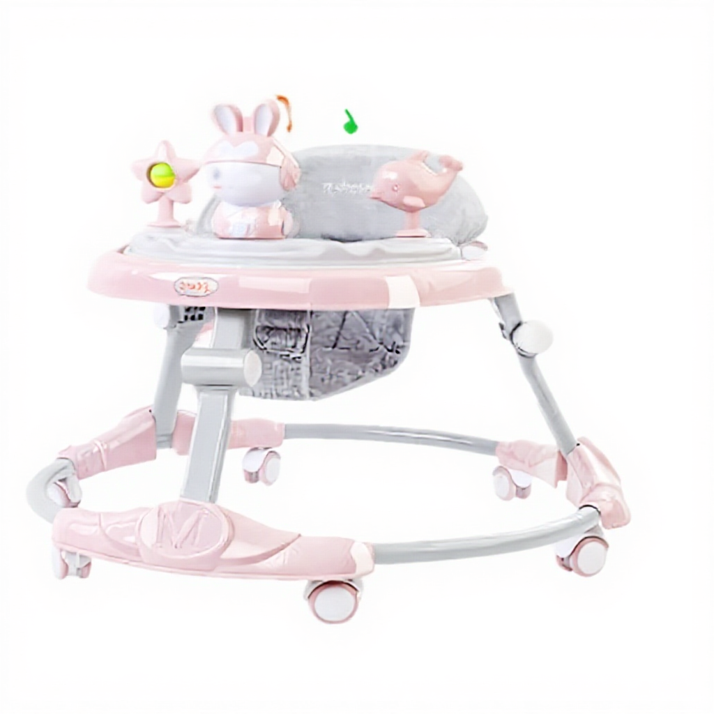 Baby Walker Foldable with Music Sound Anti O-Legs Height Adjustable Anti Rollover Safety Learning Push Car 學步車