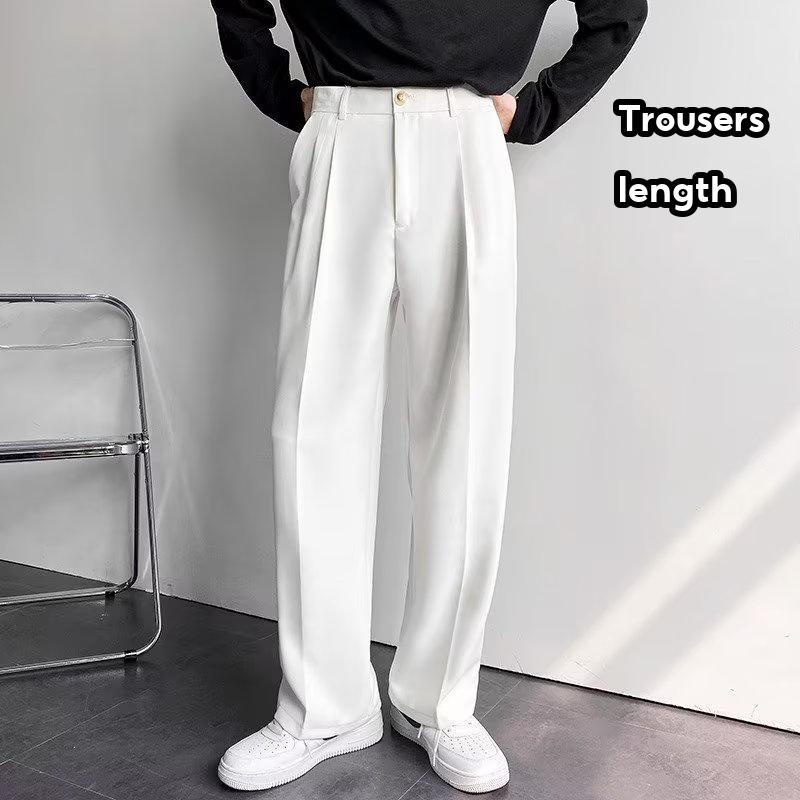 M-2XL Korean Straight Suit Pants Men Loose Korean Casual White Wide-Leg Trousers